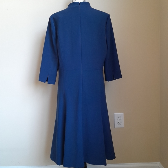 White House Black Market keyhole neckline fit and flare dress navy blue size 14 - Picture 3 of 12